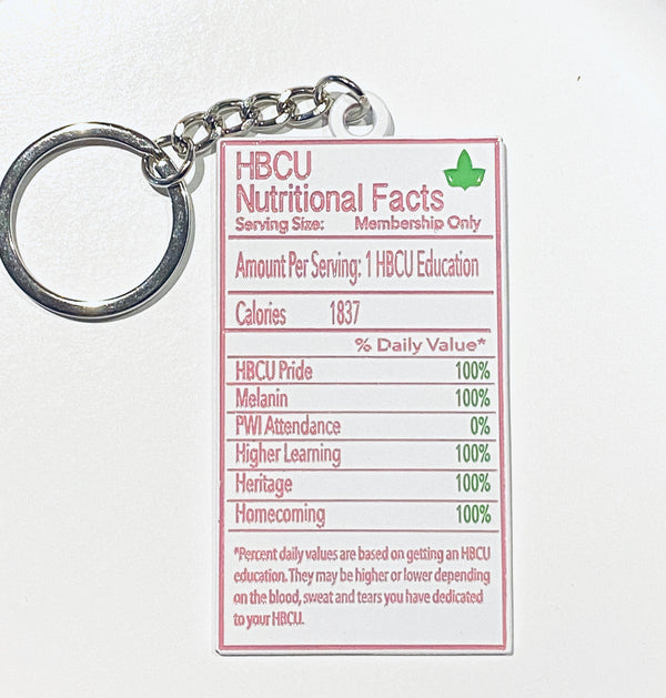 HBCU Nutritional Facts Keychain