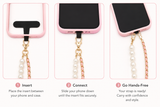 AKA Pink interweave & Pearl Phone Wrist Strap