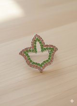 AKA Pink and Green Rhinestone Pin