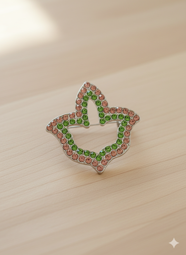 AKA Pink and Green Rhinestone Pin