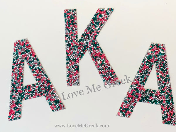 AKA Crushed Rhinestone Greek Letter Patches