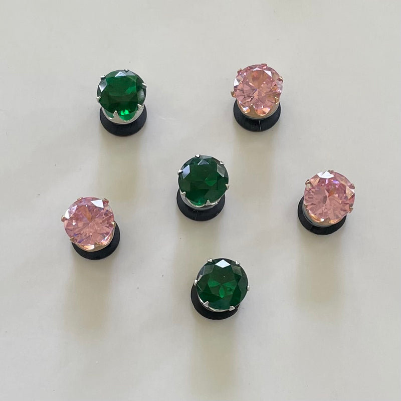 Pink and Green Rhinestone Set of Six