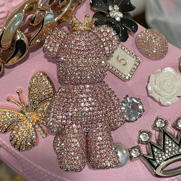 Rhinestone glass bear Croc Charms