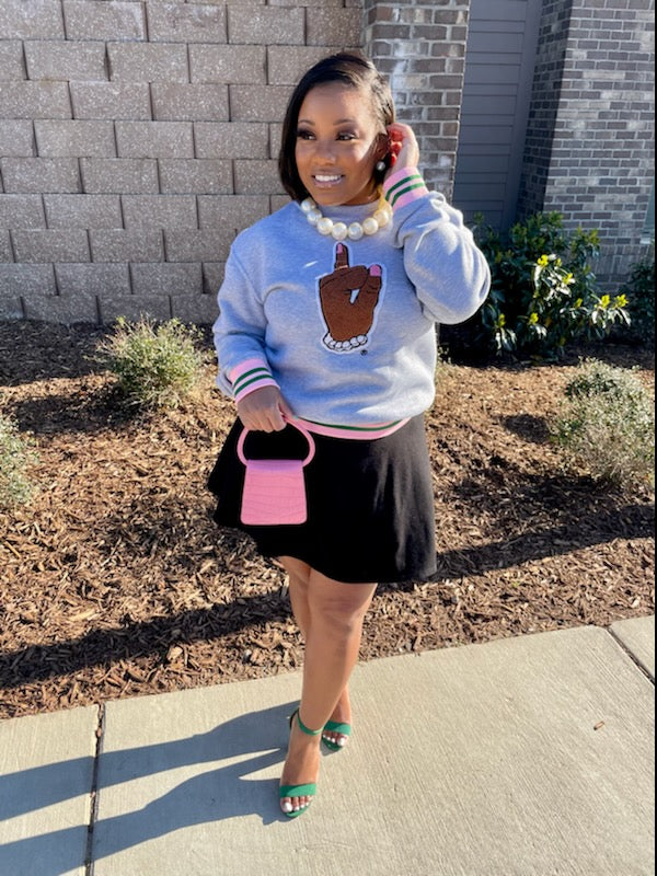 AKA Pinkie Chenille Sweatshirt in Gray