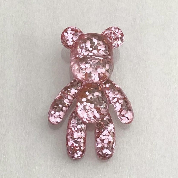 PINK GLITTER BLING Bear & Heart Shoe Charms Croc Charms Shoe