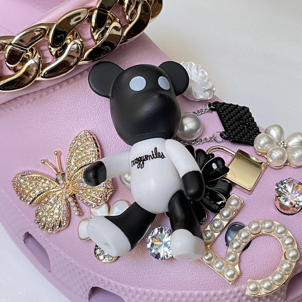 Large Teddy Bear (Black/White) Shoe Charm
