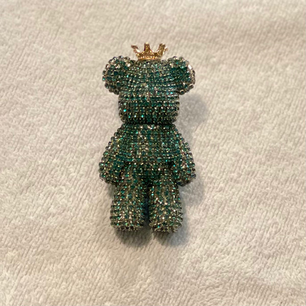 Green Rhinestone Bear Shoe Charm
