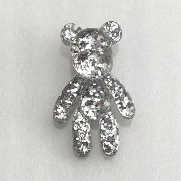 Silver Glitter Bear Bitz Shoe Charm