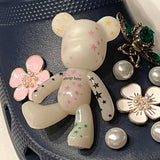 Glow-In-The-Dark, Large Teddy Bear (White/Star) Shoe Charm