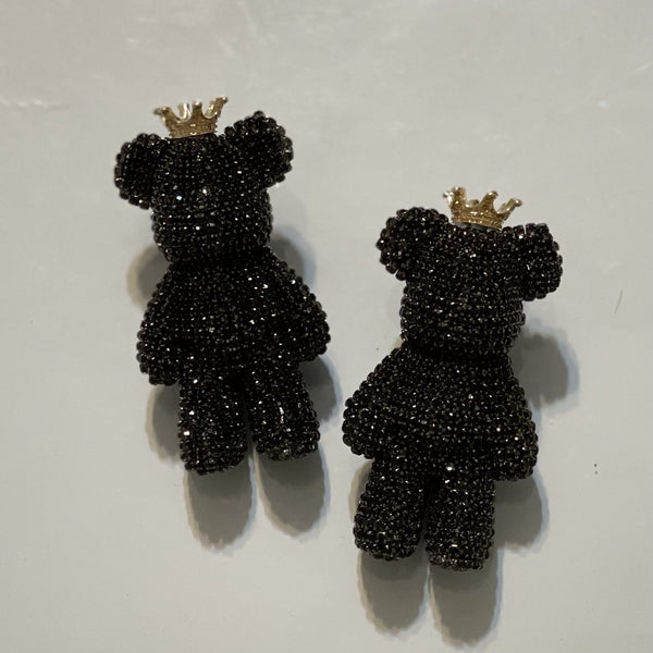 Black Rhinestone Bear Shoe Charm