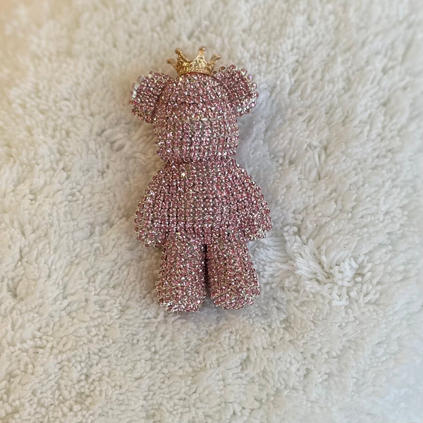 Pink Rhinestone Bear Shoe Charm