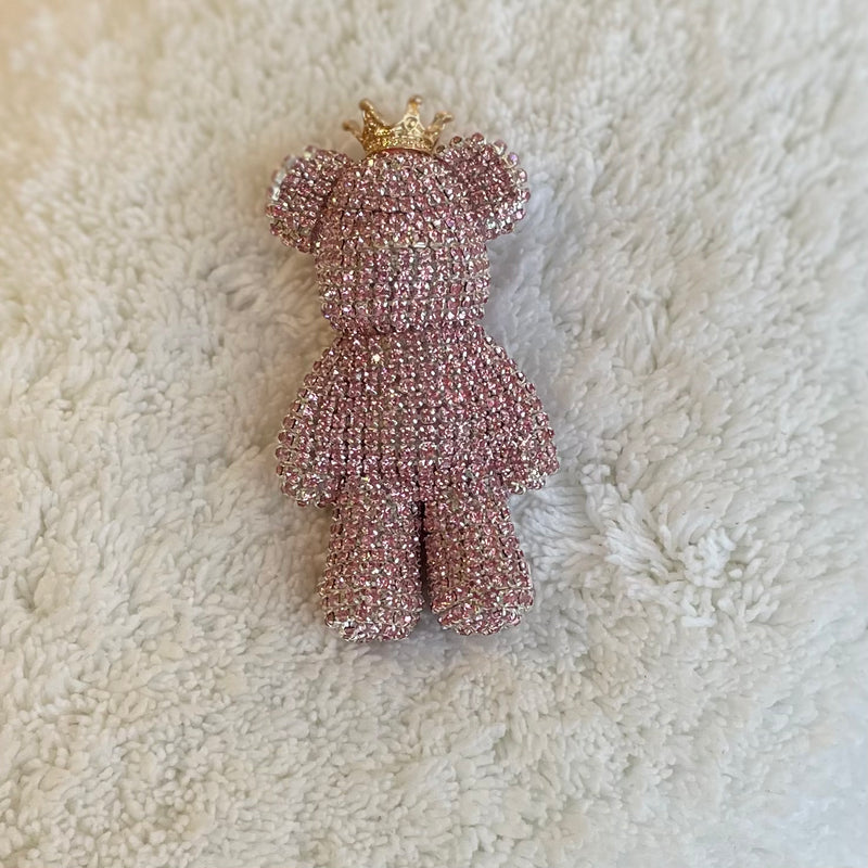 Pink Rhinestone Bear Shoe Charm