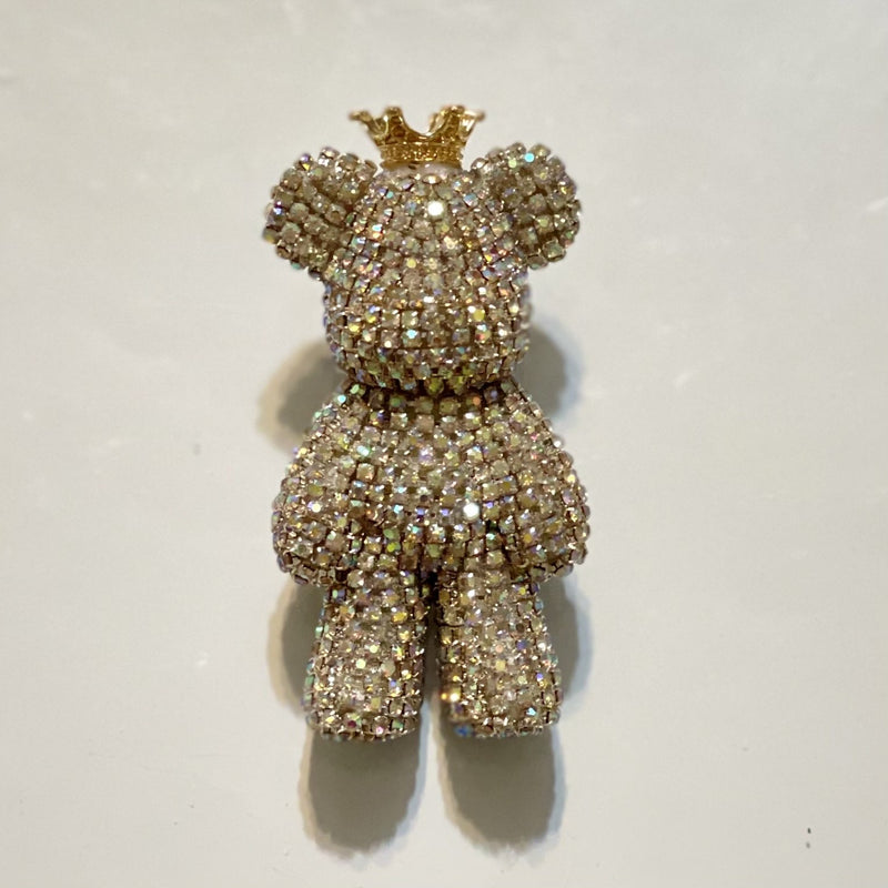 Iridescent Rhinestone Bear Shoe Charm